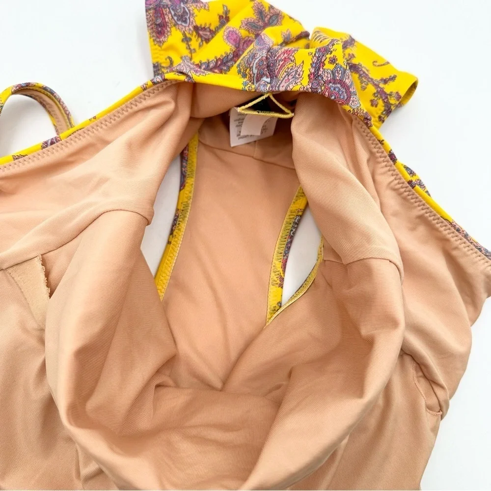 J. Crew Squareneck one-piece in Ratti golden paisley